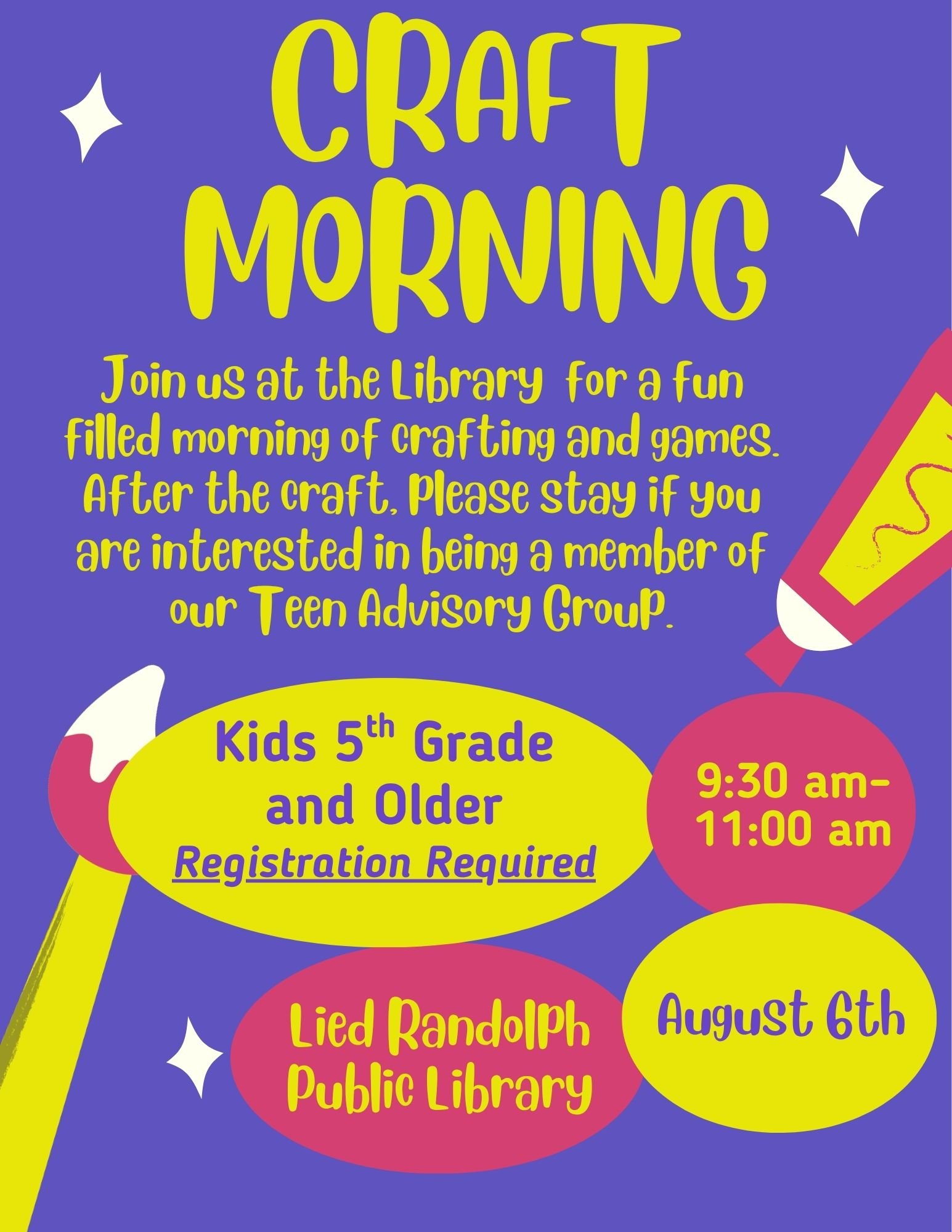 Join us at the Library for a fun filled morning of crafting and games. (1)