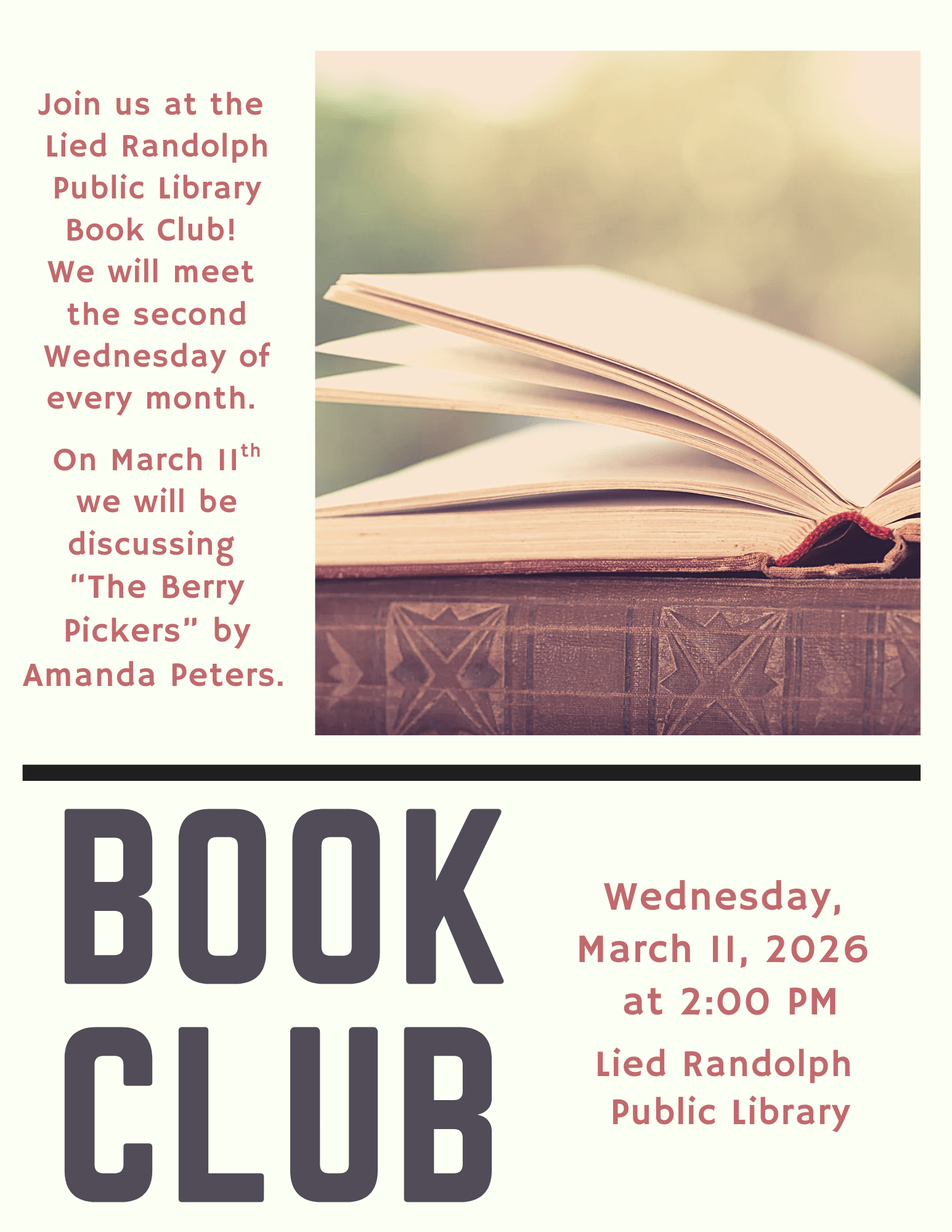 Wednesdays 2 PM Starting January 7, 2026 Lied Randolph Public Library (2)